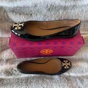 Tory Burch Black Patent Leather Flat